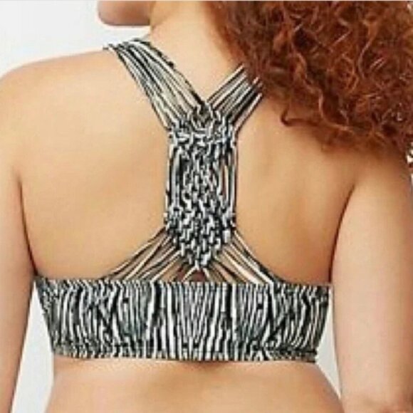 Swim by Cacique Black Tribal Zebra Print Underwire Bikini Top 40D New - Picture 2 of 11